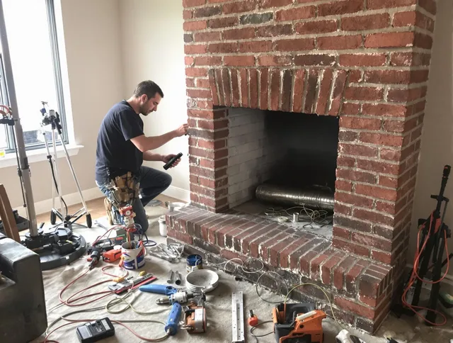 Cromwell Chimney Sweep specialist finalizing chimney liner service in Cromwell, CT