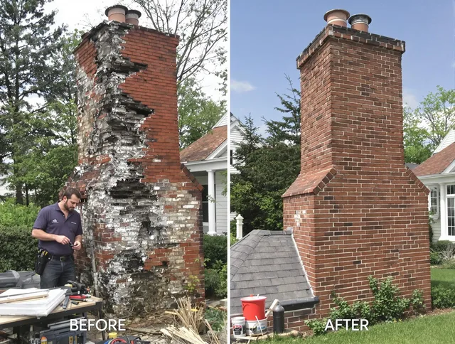 Cromwell Chimney Sweep performing a full chimney restoration in Cromwell, CT