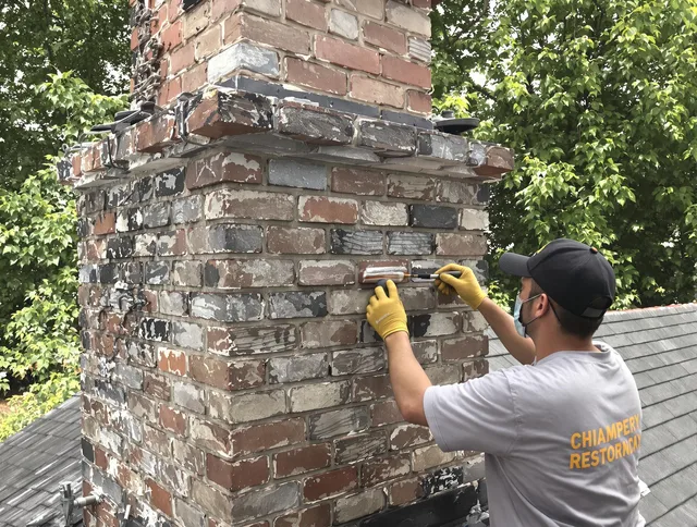 In-progress chimney restoration by Cromwell Chimney Sweep in Cromwell, CT