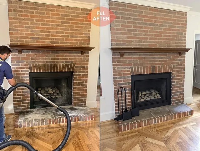 Cromwell Chimney Sweep carefully sanitizing a fireplace in Cromwell, CT
