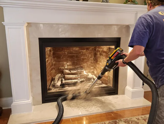 Fireplace cleaning performed by Cromwell Chimney Sweep in Cromwell, CT